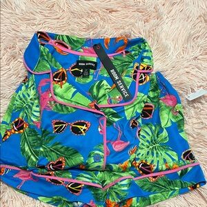 Room Service Women's Blue Tropical Pajama Set